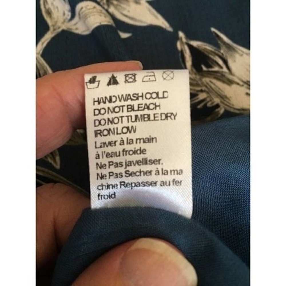 Love Sadie Dress Size XL Teal Floral Long Sleeve Elastic Wrist Lined - Picture 11 of 12